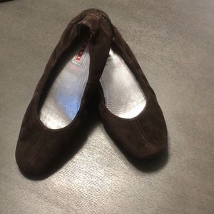 Prada Brown Suede Flats